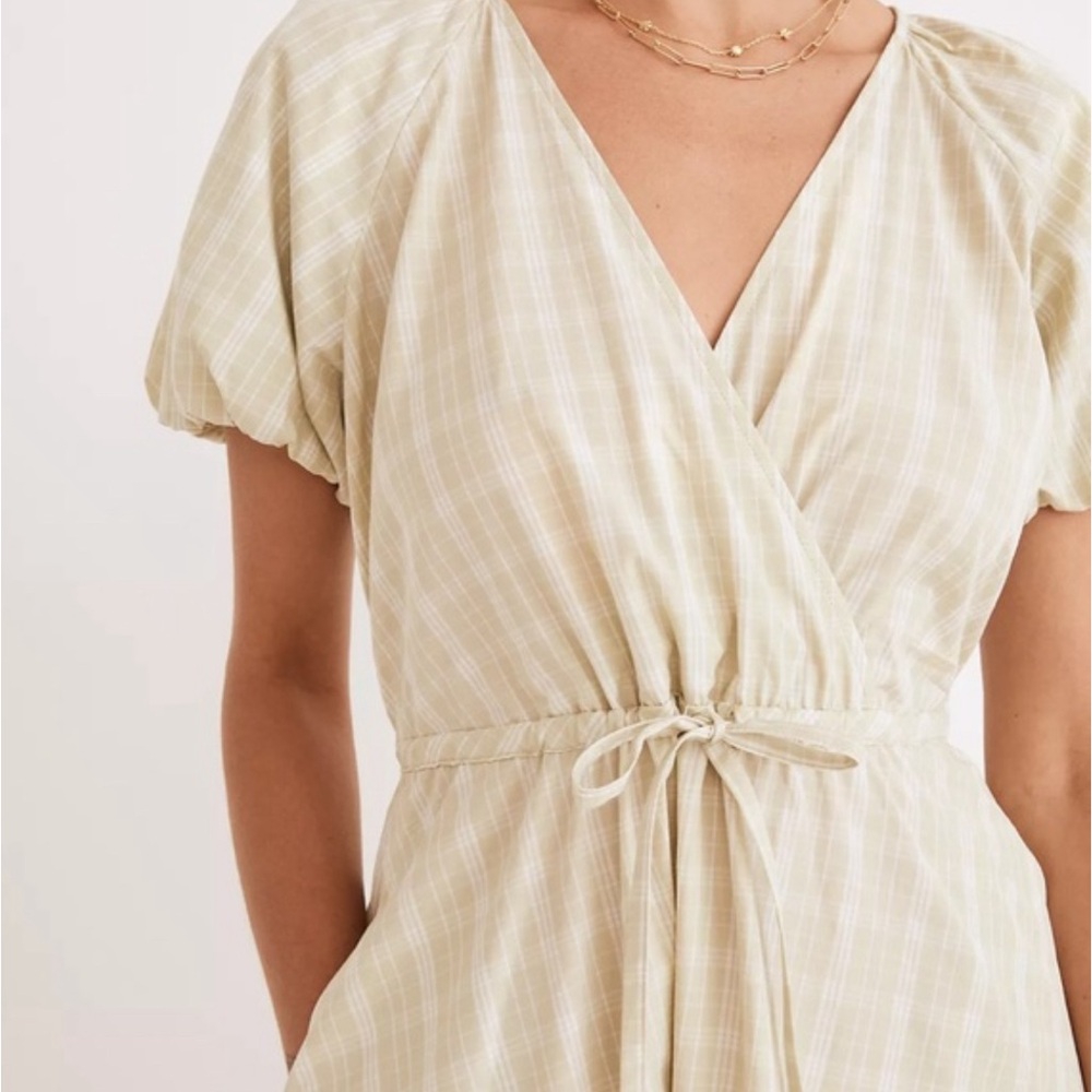 Madewell Green Plaid Midi Dress 100% Cotton